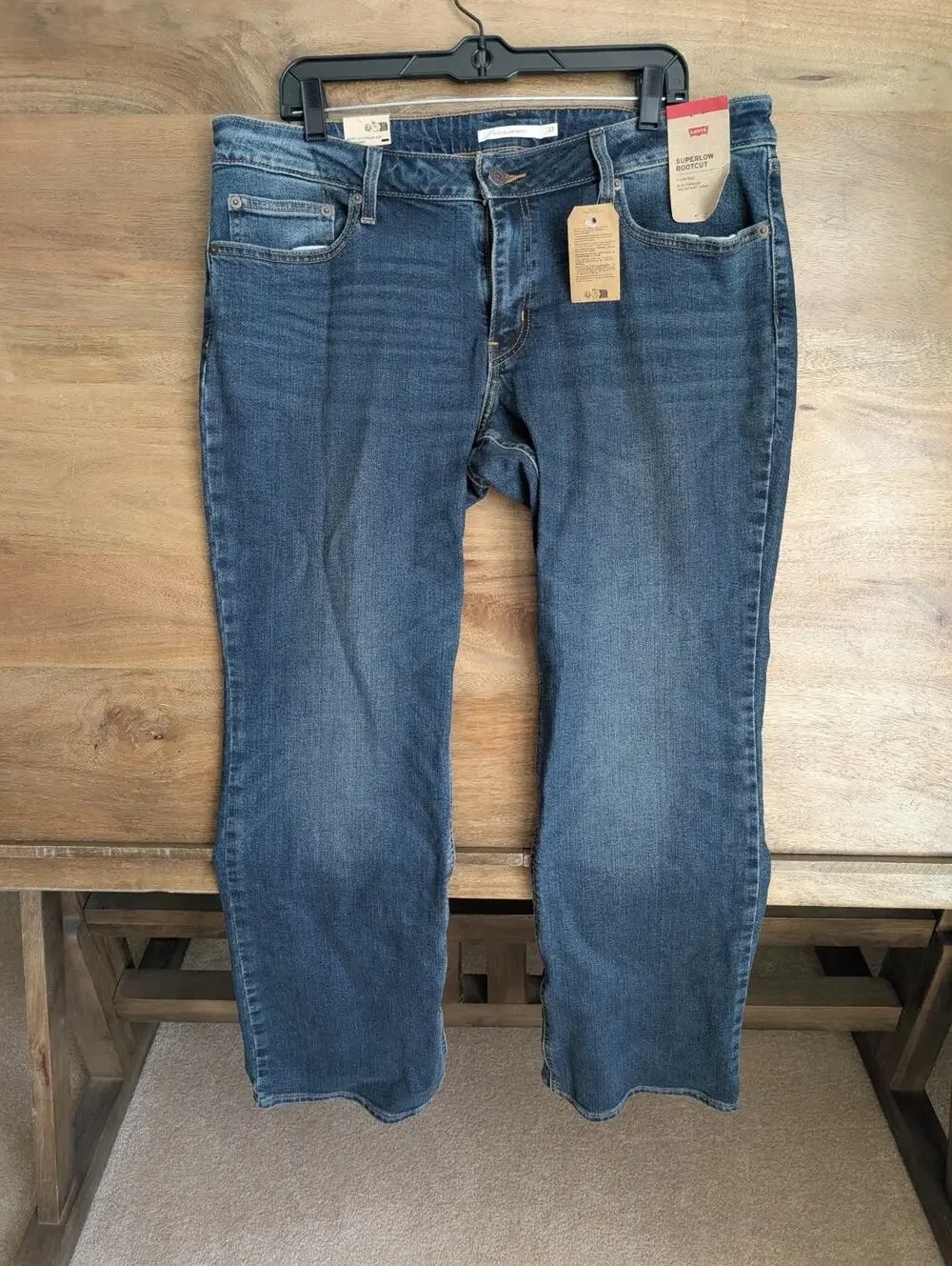 NWT Levi's Superlow Bootcut Jeans Womens 33 Blue Medium Wash Whiskered Red Tab